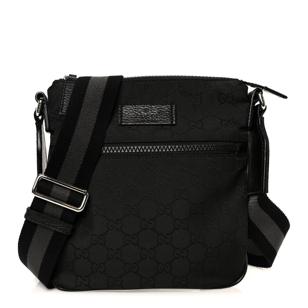 Nylon Monogram Mini Flat Messenger Bag Black