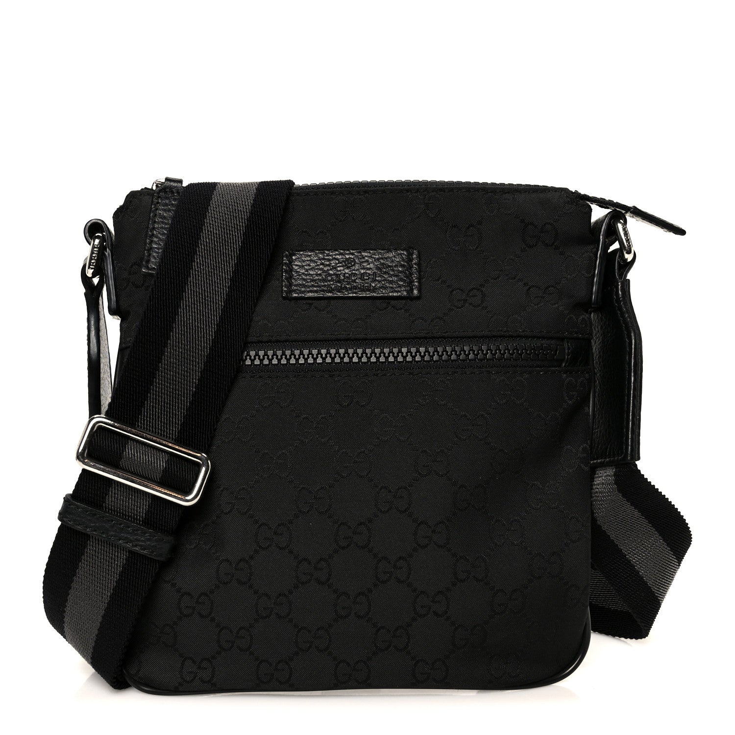 Nylon Monogram Mini Flat Messenger Bag Black