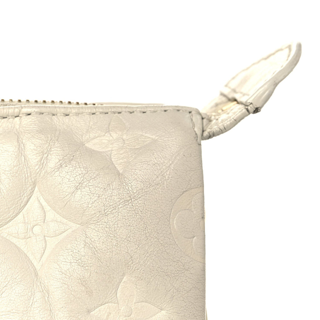 Lambskin Embossed Monogram Coussin PM Beige Cream