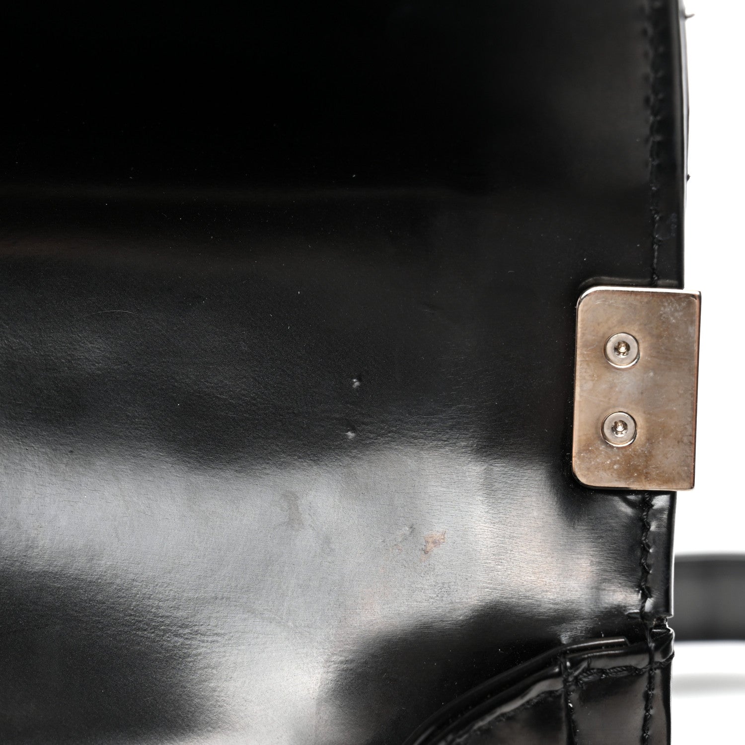 Glazed Calfskin Medium Boy Flap Black