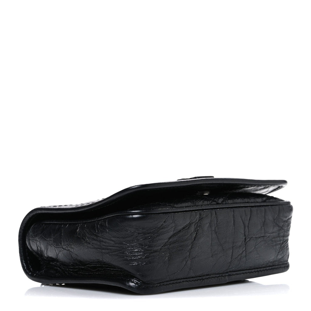 Crinkled Calfskin Matelasse Monogram Niki Chain Wallet Black