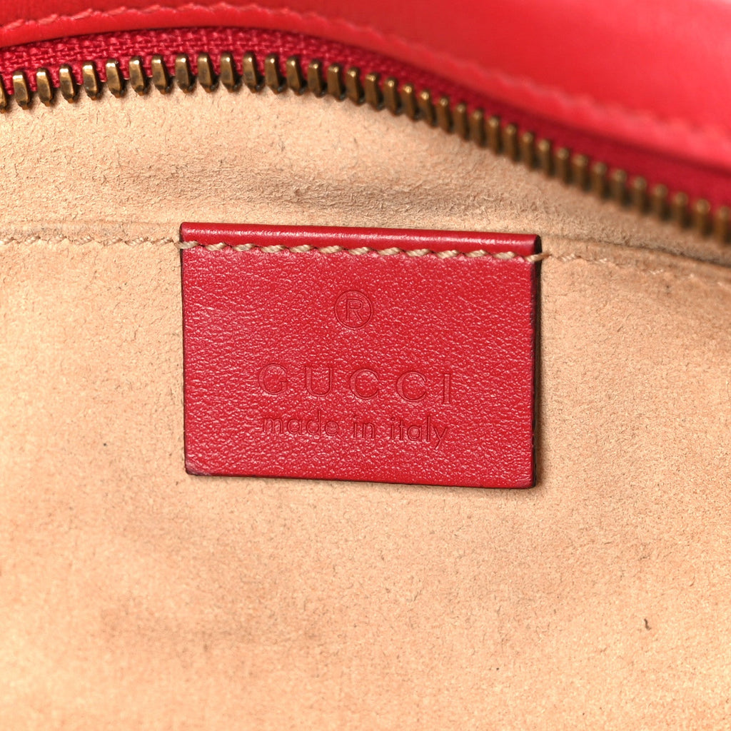 Calfskin Matelasse Small GG Marmont Chain Shoulder Bag Hibiscus Red