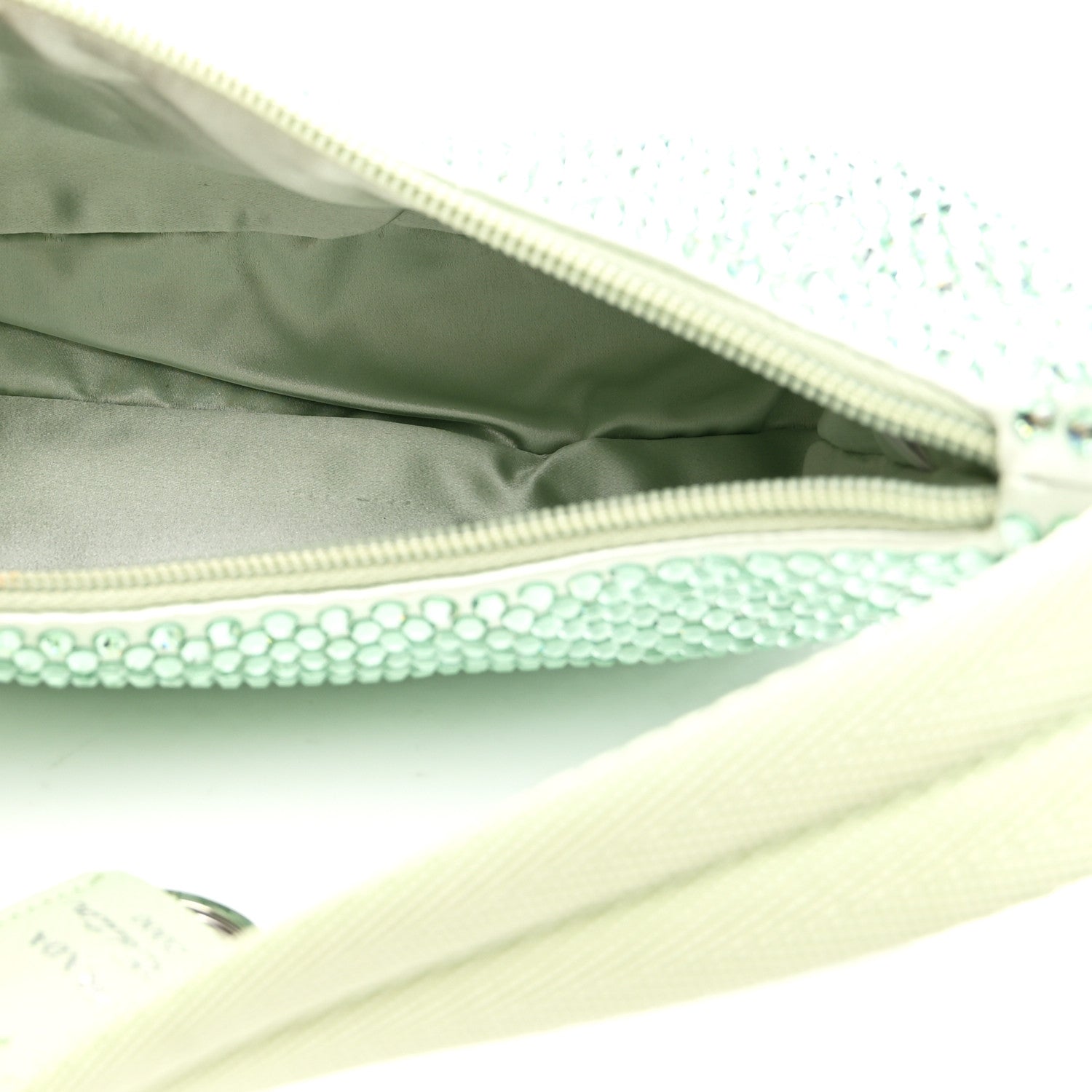Satin Crystal Mini Re-Edition 2000 Bag Acqua