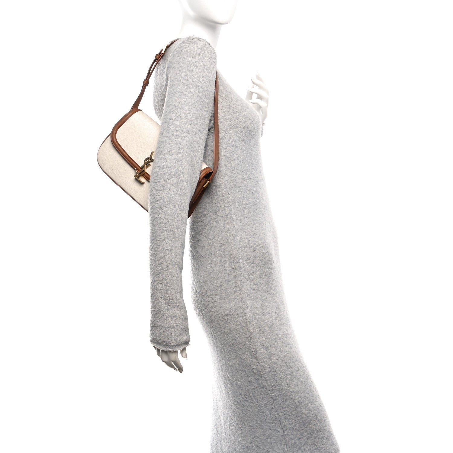 Linen Calfskin Monogram Small Solferino Satchel Greggio Brick