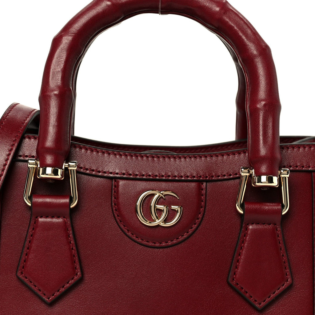 Sweetbread Calfskin Mini Diana Tote Bag Rosso Ancora