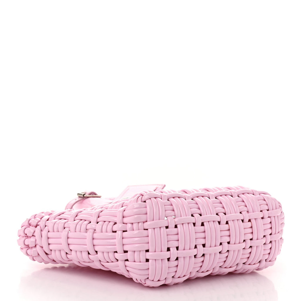 Faux Calfskin Braided Varnished XXS Bistro Basket Candy Pink