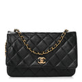 Caviar Quilted CC Turnlock Wallet On Chain WOC Black