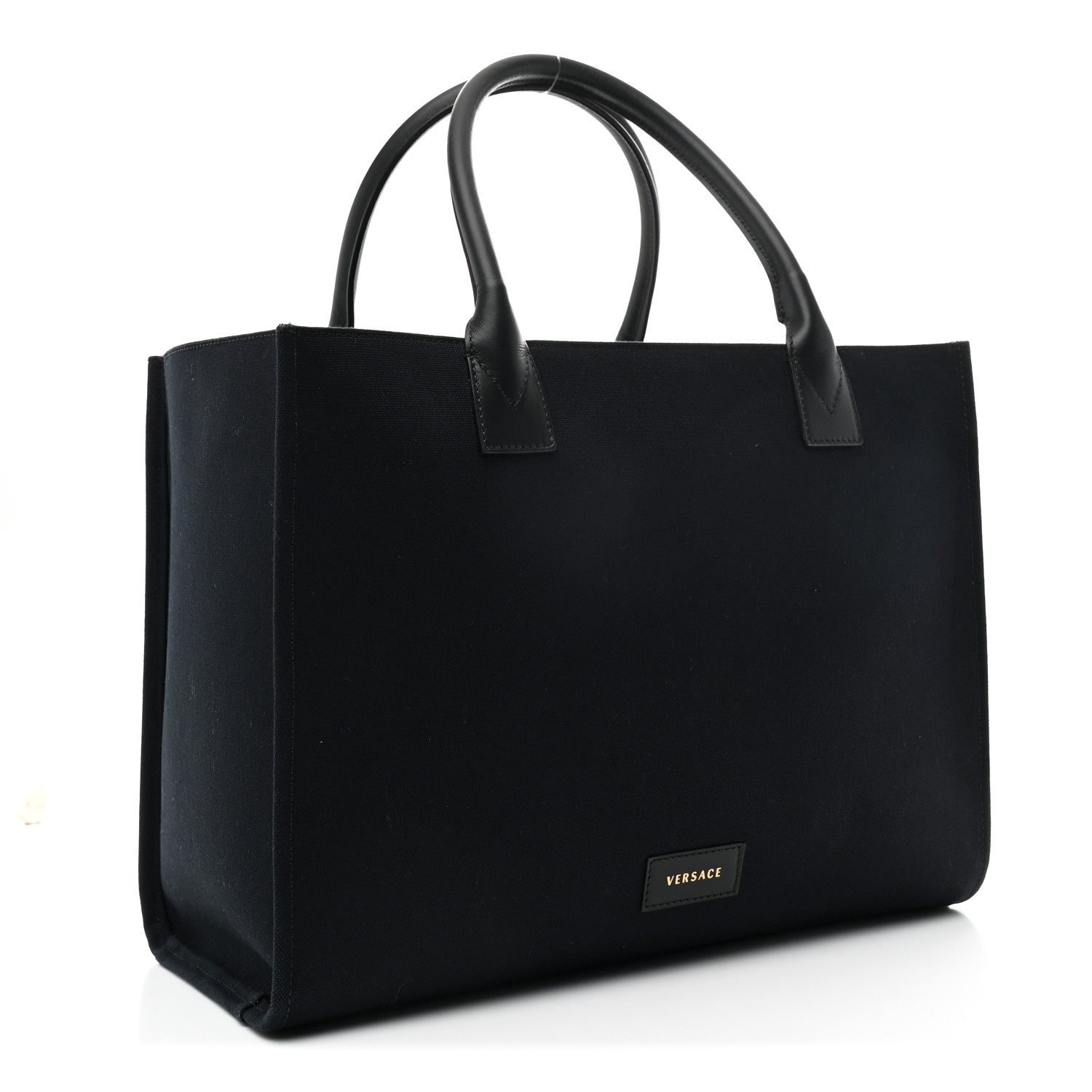 Canvas Suppler Calfskin Cabas GV Signature Tote Black