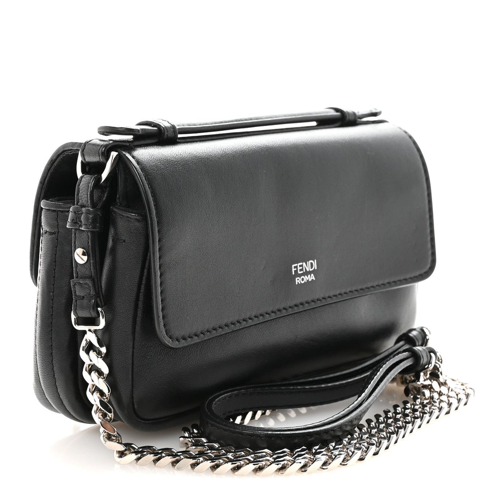 Shiny Nappa Trapuntata Micro Double Baguette Black