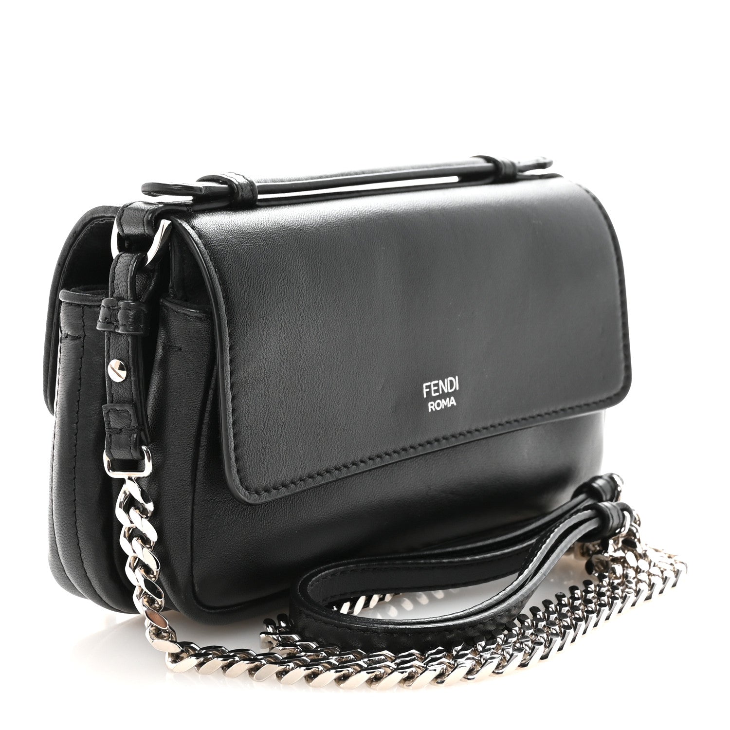 Shiny Nappa Trapuntata Micro Double Baguette Black