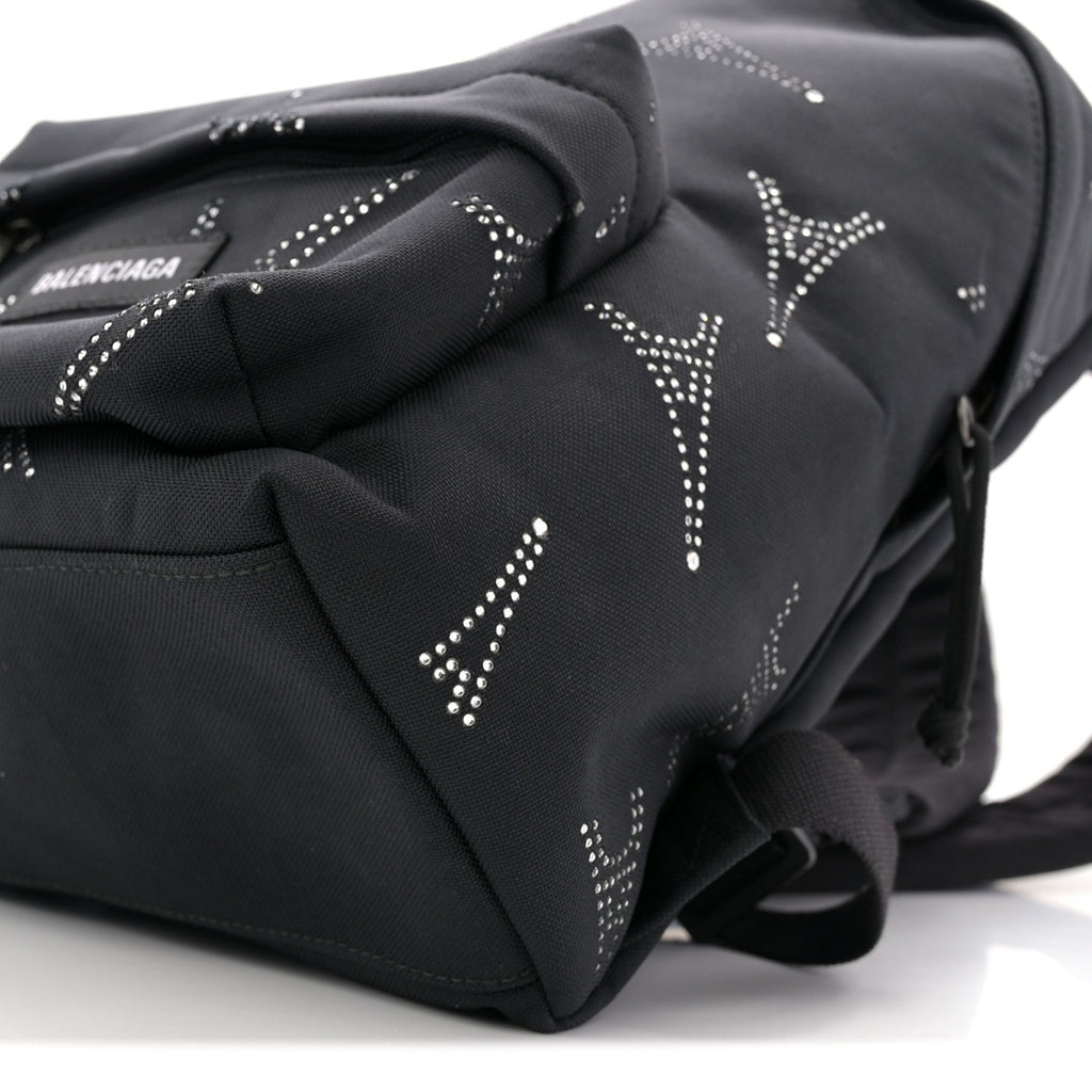 Canvas Crystal Embellished Eiffel Tower Explorer Backpack S Black