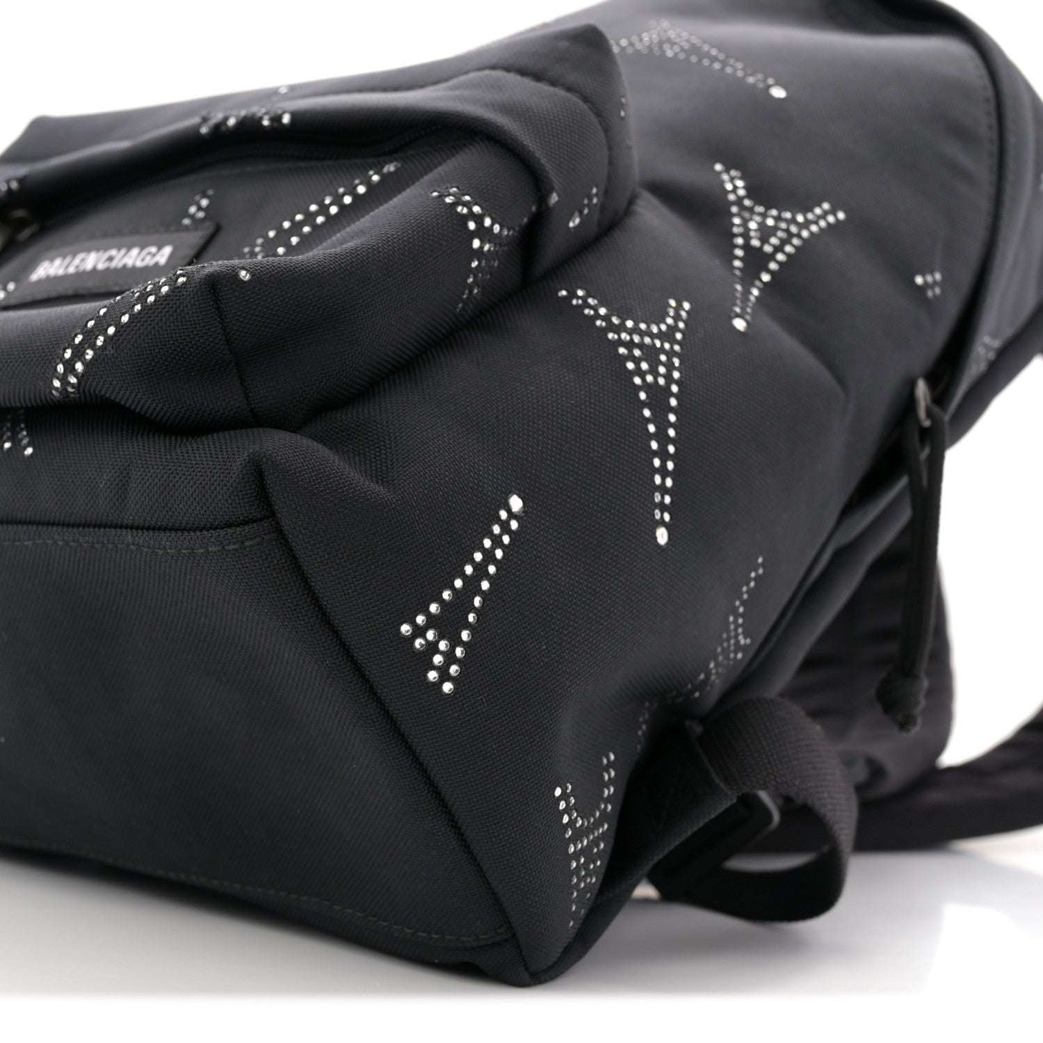 Canvas Crystal Embellished Eiffel Tower Explorer Backpack S Black