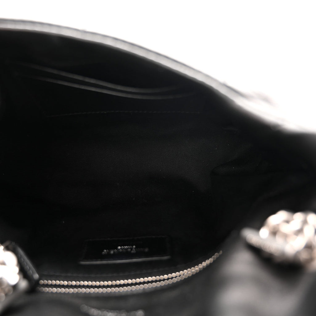 Lambskin Quilted Toy Loulou Puffer Monogram Chain Satchel Black
