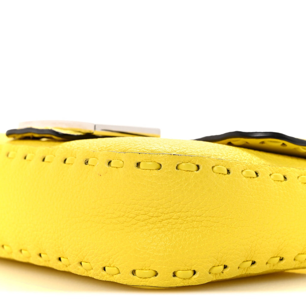 Cuoio Roma Sellerissima Nappa Sintetica Tape Stitch Mini Baguette Acid Yellow