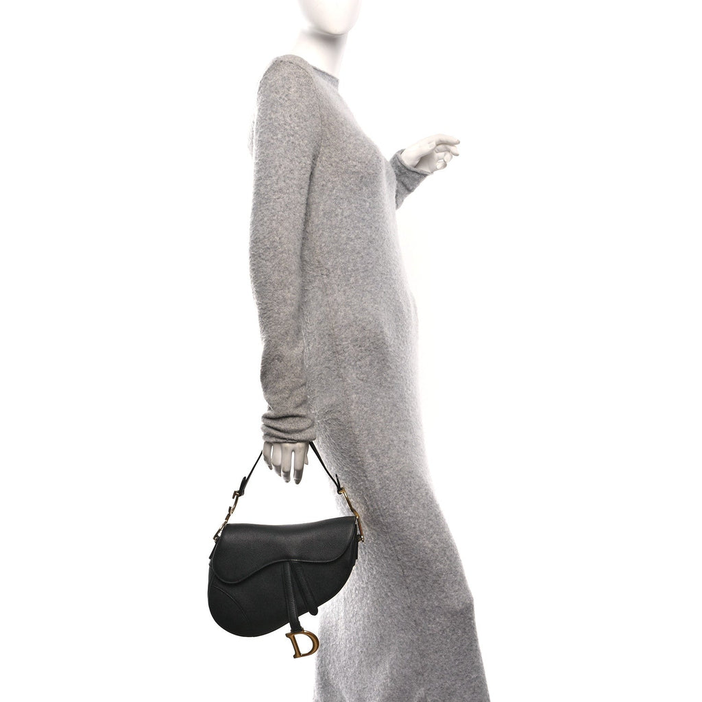Grained Calfskin Saddle Bag Black