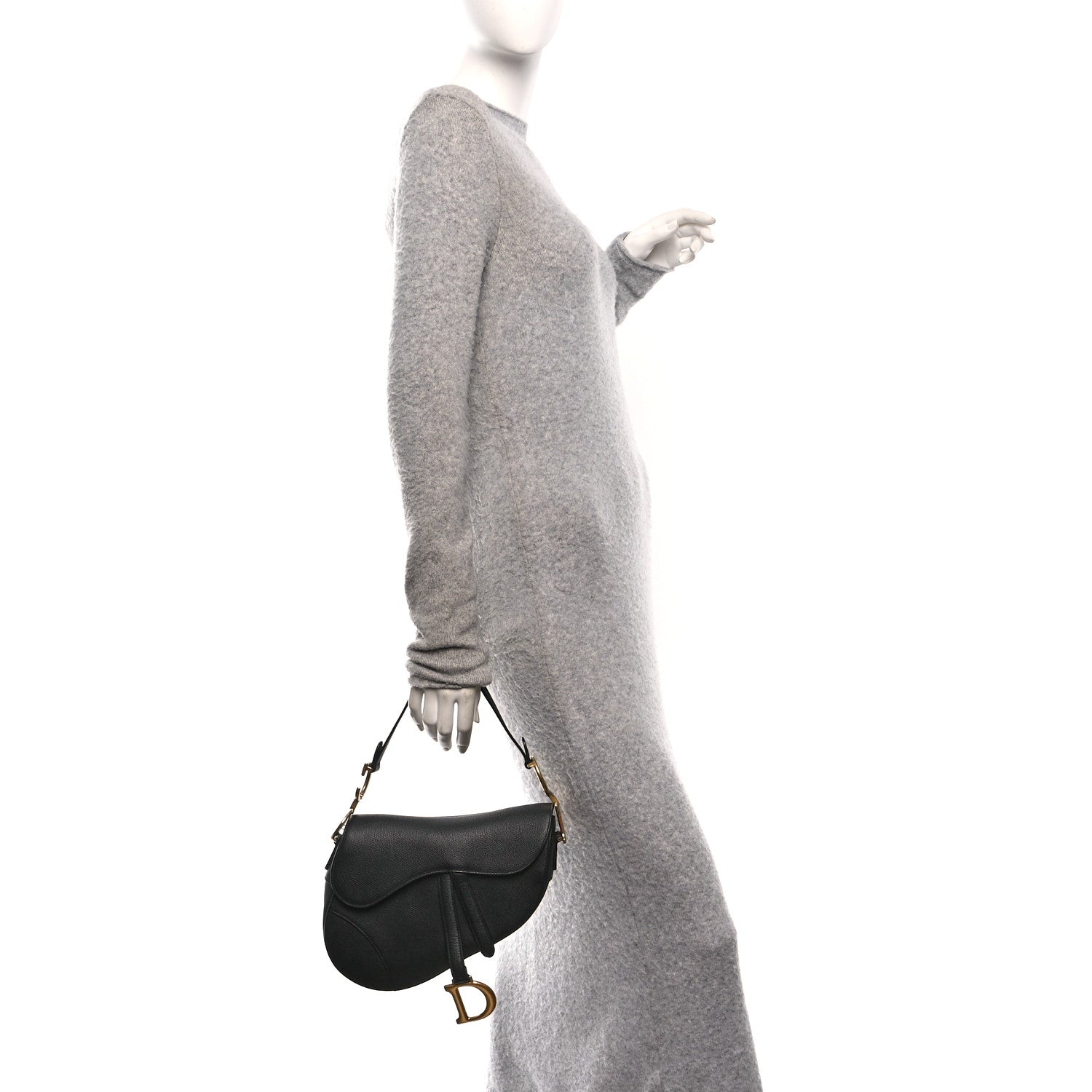 Grained Calfskin Saddle Bag Black