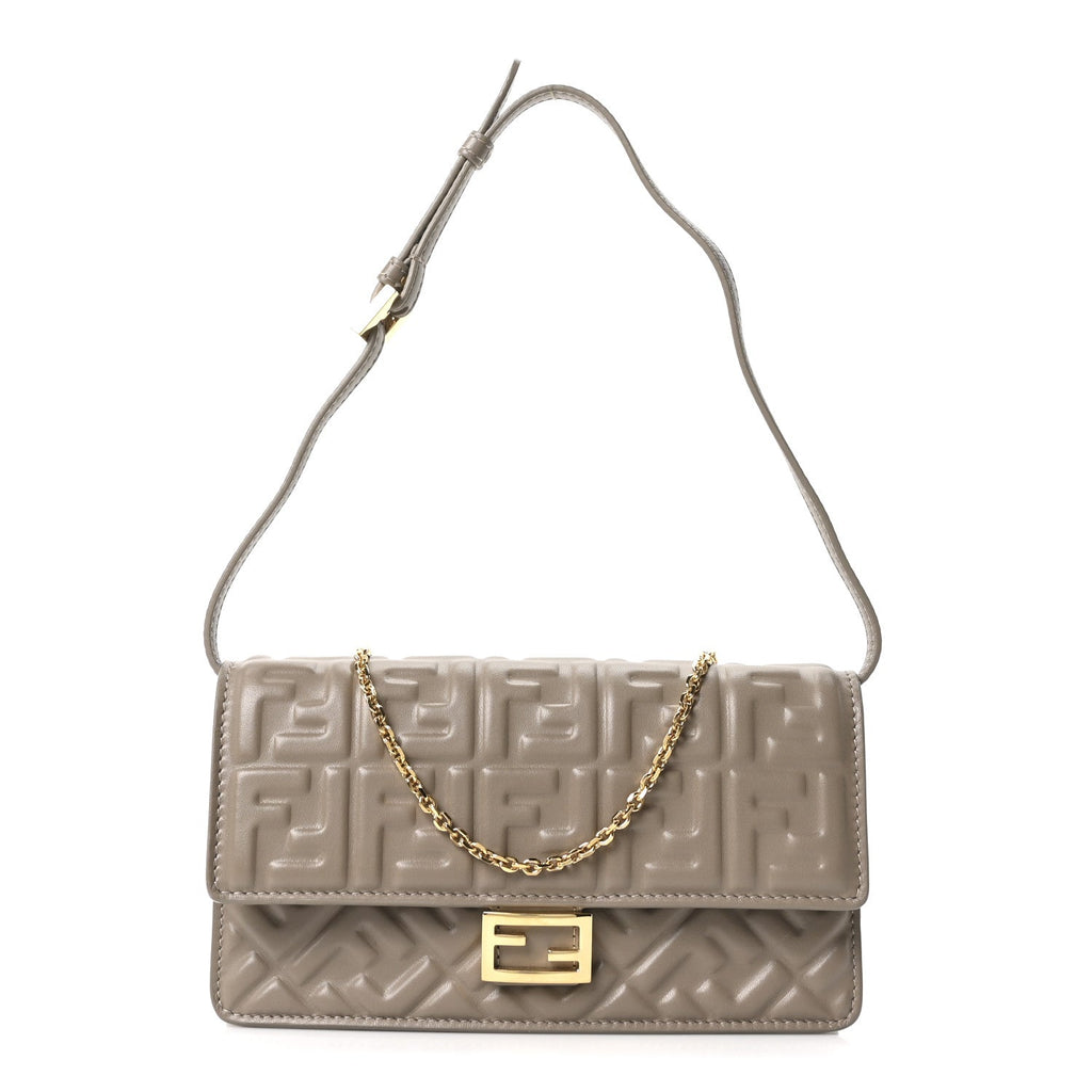 Nappa Matisse FF Embossed Wallet On Chain Baguette Grey