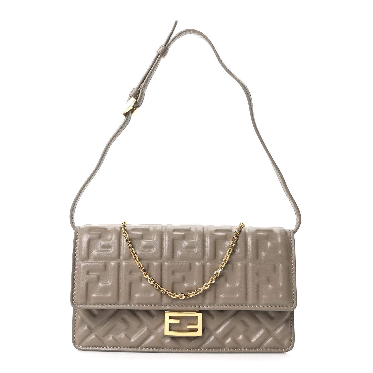 Nappa Matisse FF Embossed Wallet On Chain Baguette Grey