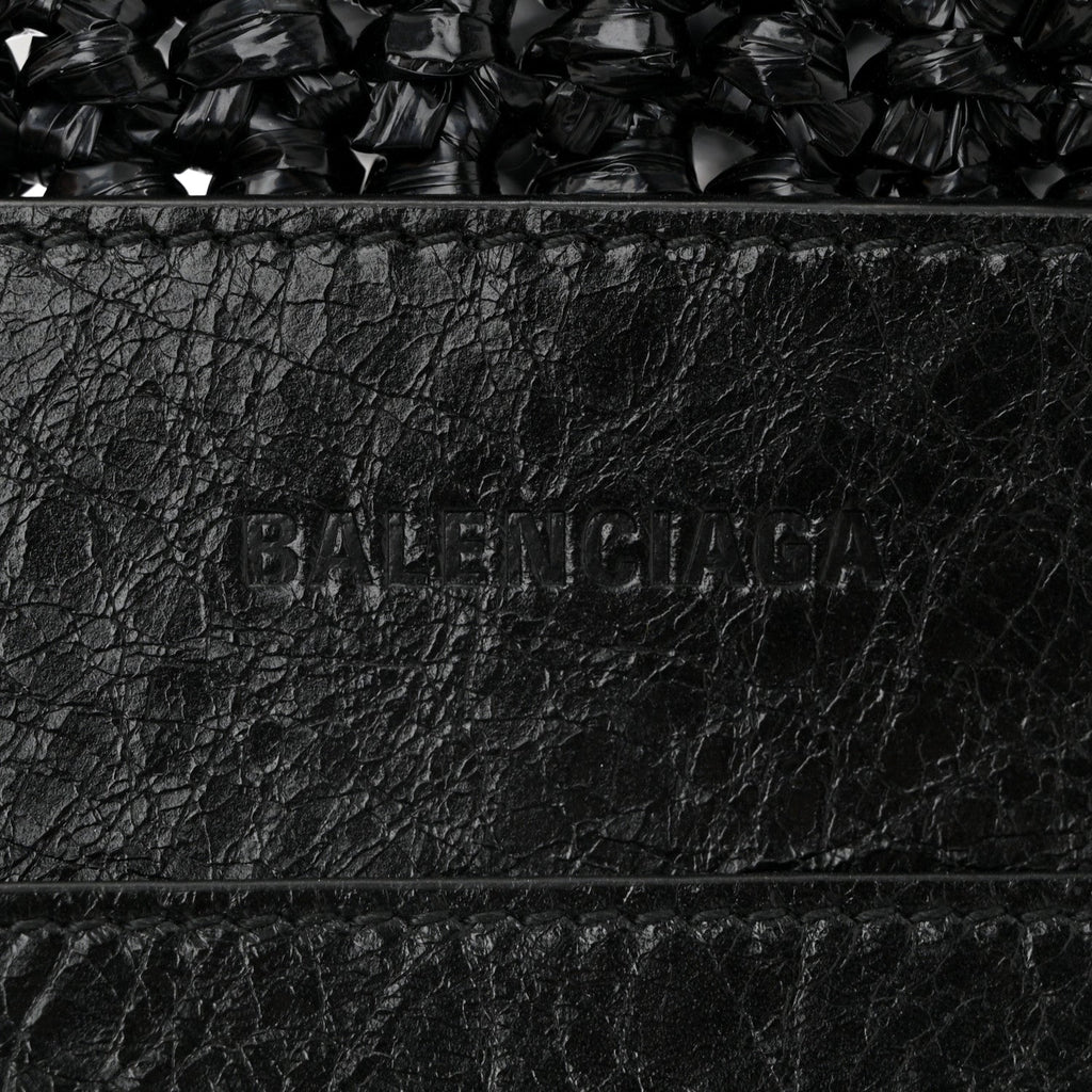 Raffia Woven Large Le Cagole Panier Tote Black