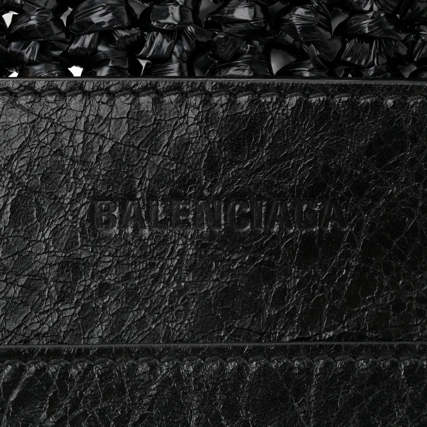 Raffia Woven Large Le Cagole Panier Tote Black