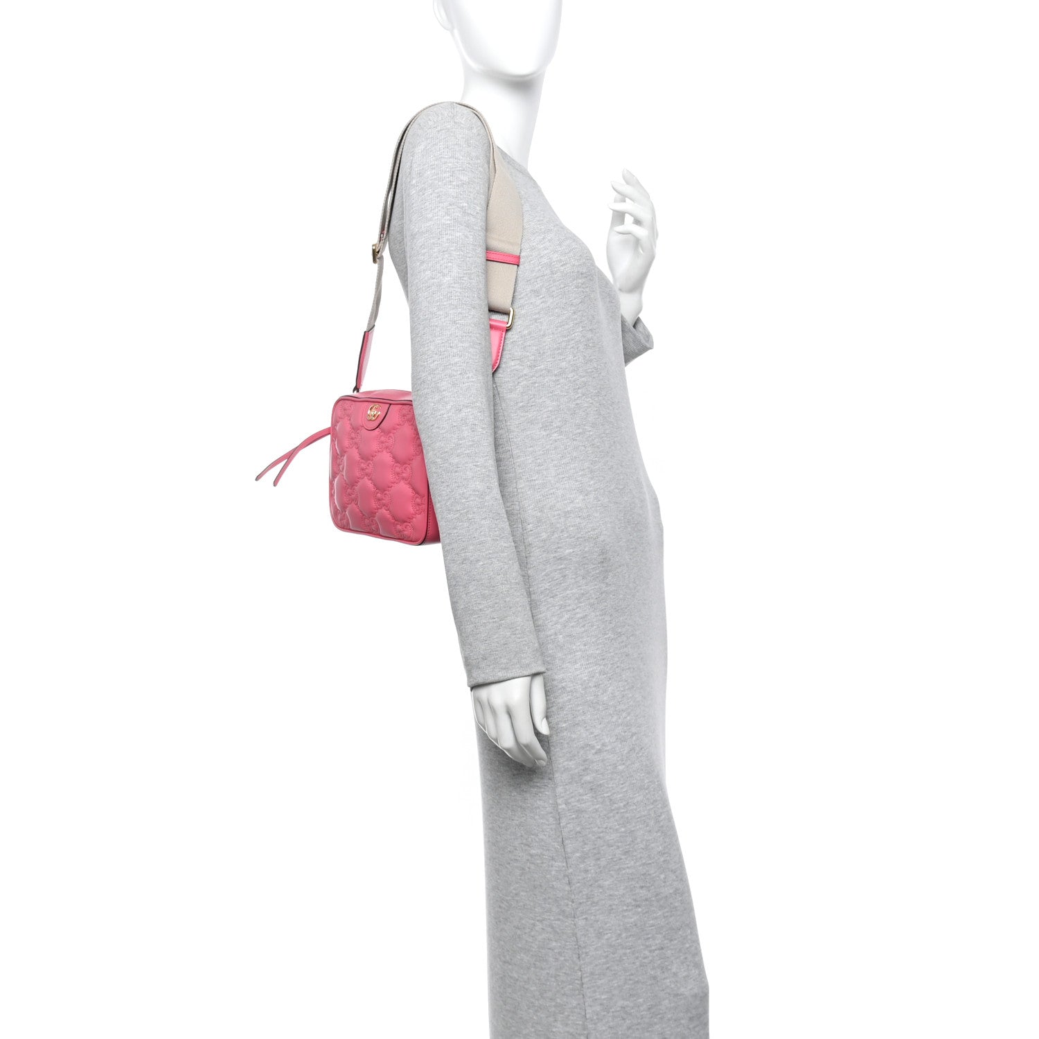 Calfskin GG Matelasse Small Shoulder Bag Rhodamine Pink Natural