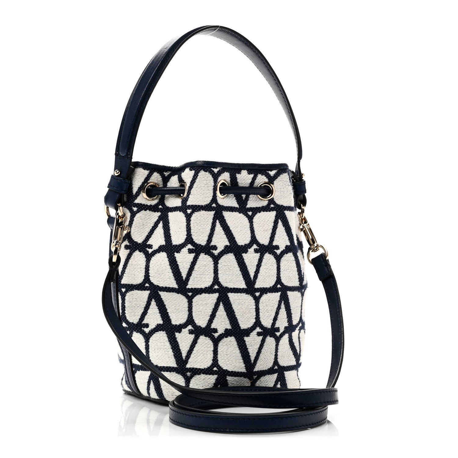 Toile Iconographe Nappa Mini Vlogo Signature Bucket Bag White Worker