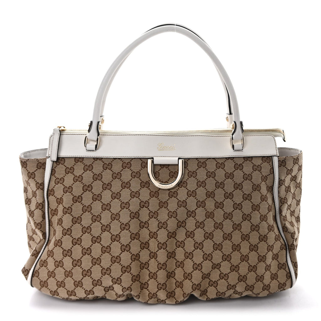 Monogram D Gold Tote  White