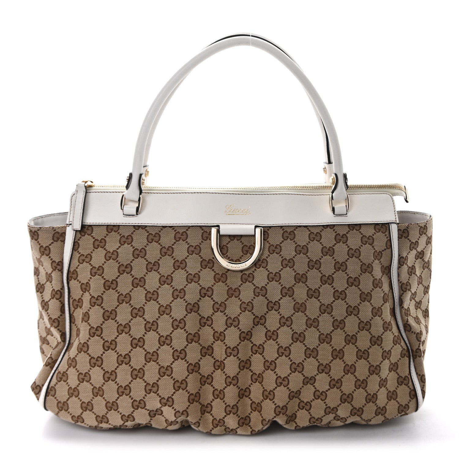 Monogram D Gold Tote  White