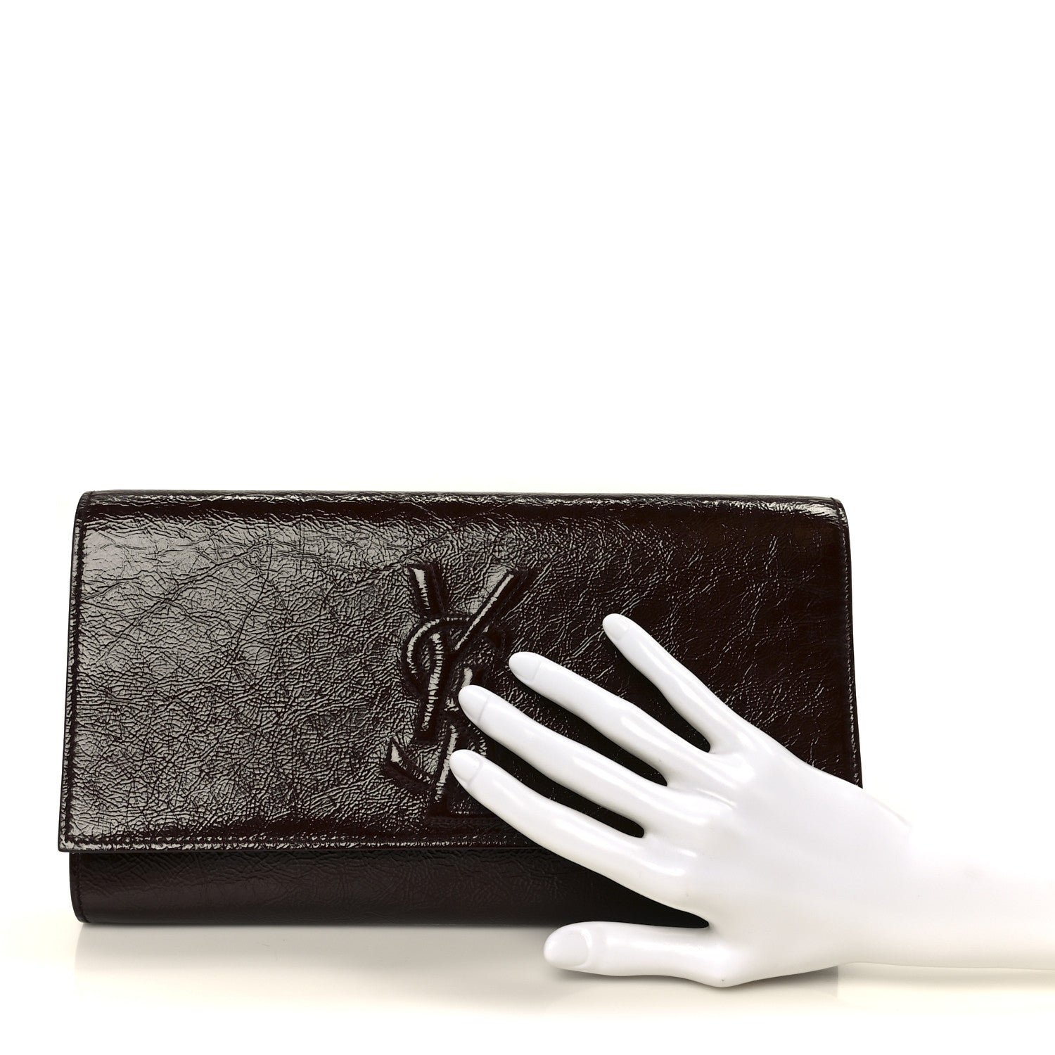 Textured Patent Calfskin Large Belle De Jour Clutch Berry