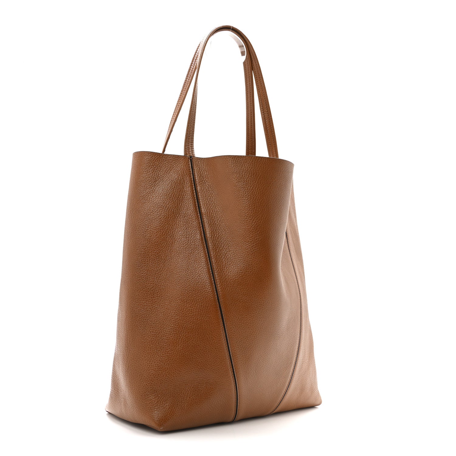 Grained Calfskin Large Spin Tote Clay Brown