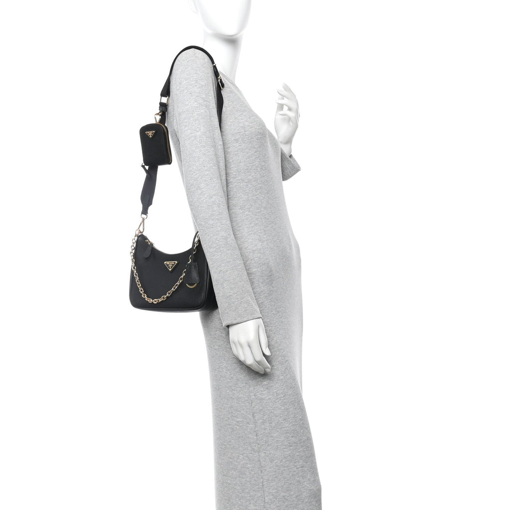 Saffiano Lux Re-Edition 2005 Shoulder Bag Black