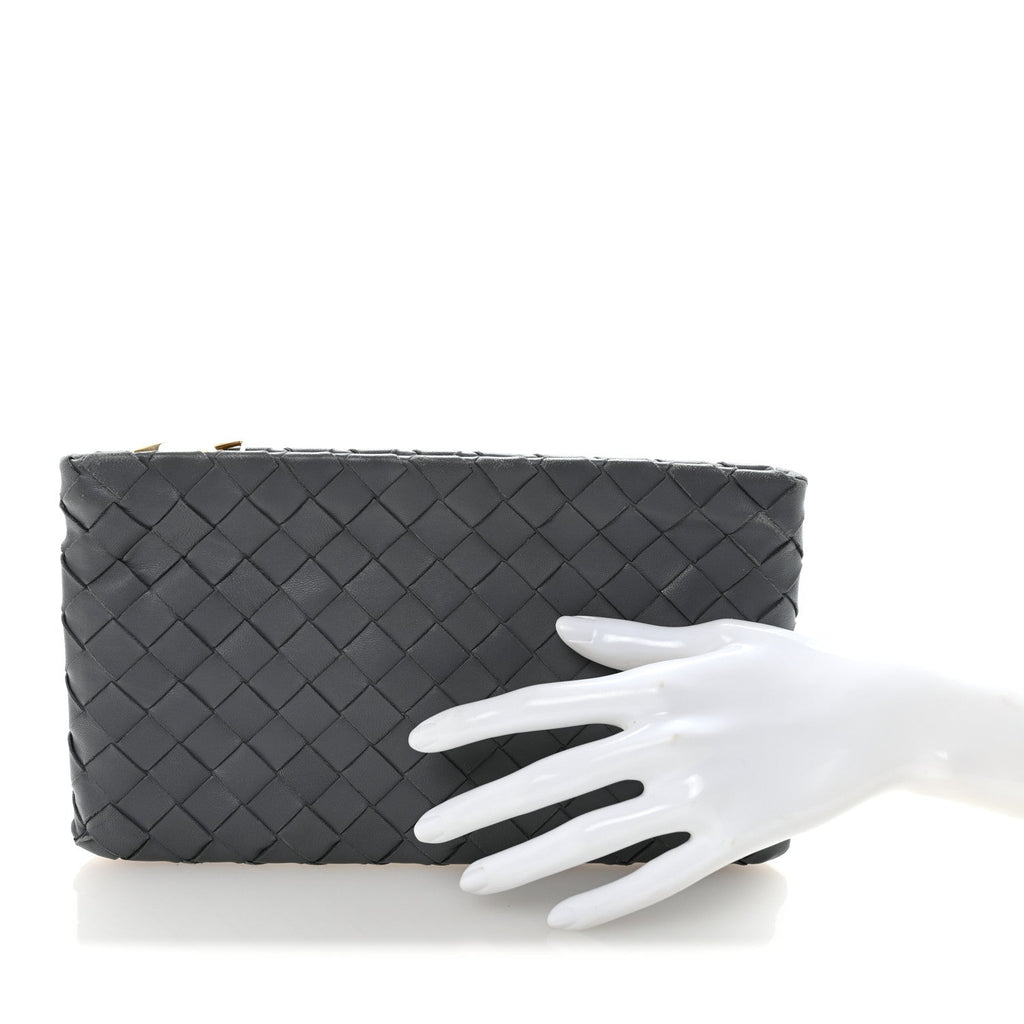 Nappa Intrecciato Small Zip Pouch Thunder