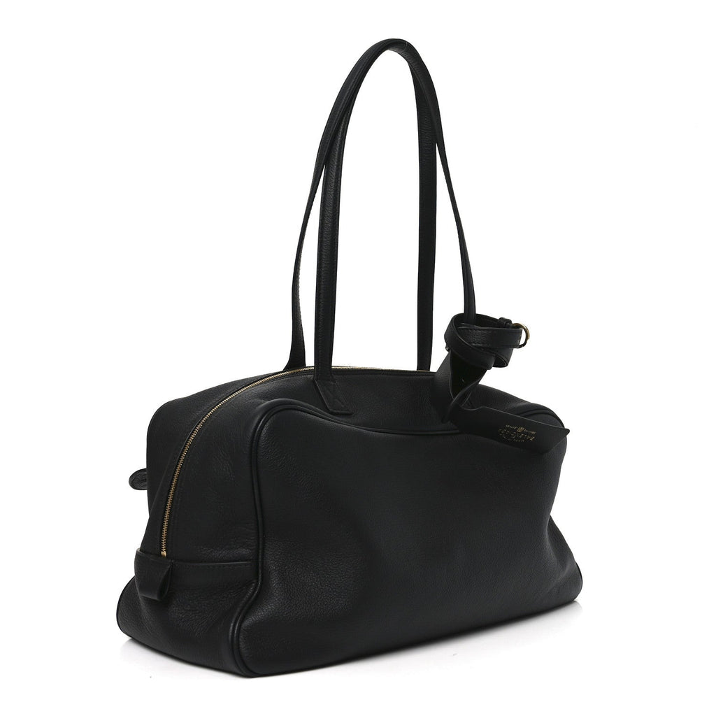 Grained Calfskin Medium Carrie Bowling Bag Black