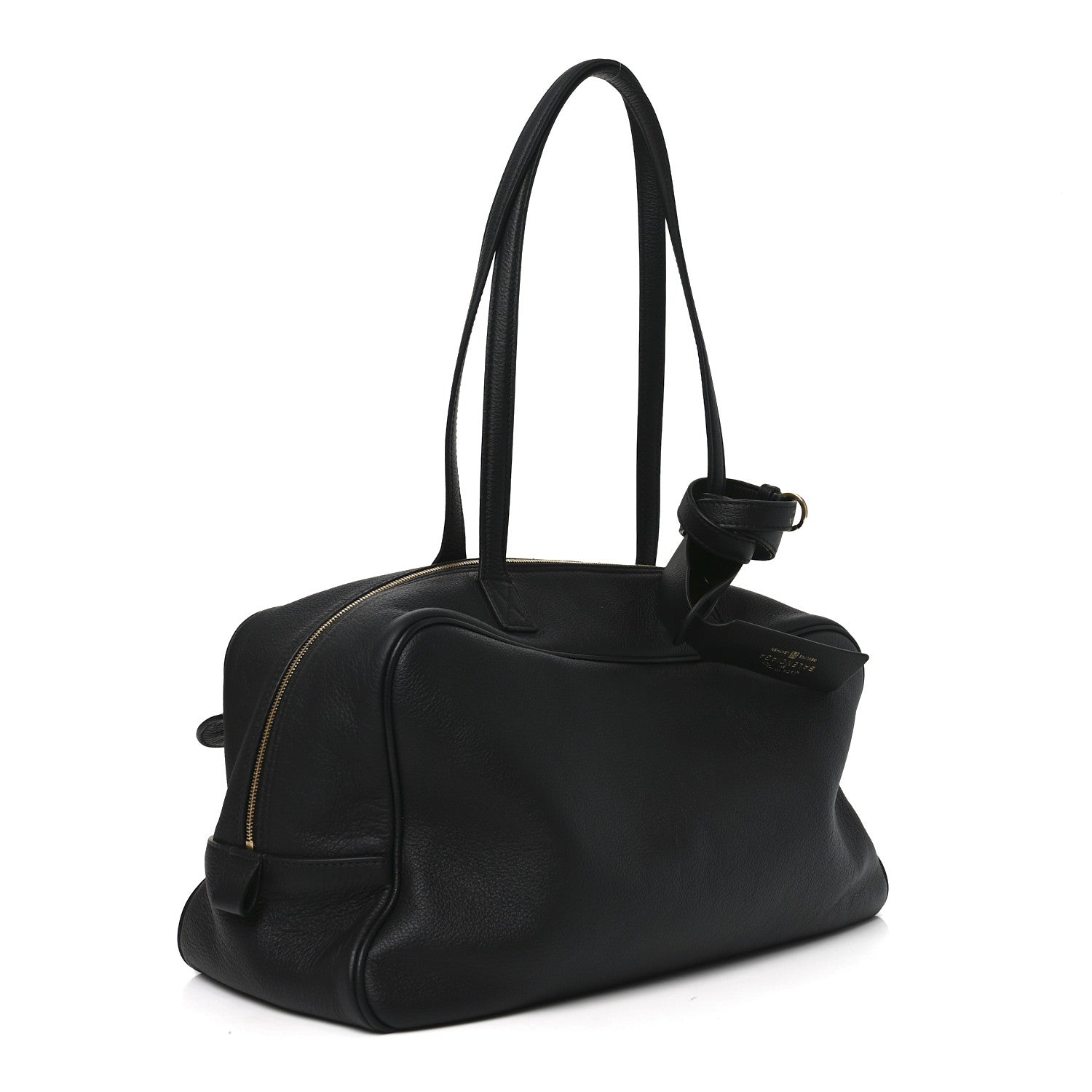 Grained Calfskin Medium Carrie Bowling Bag Black