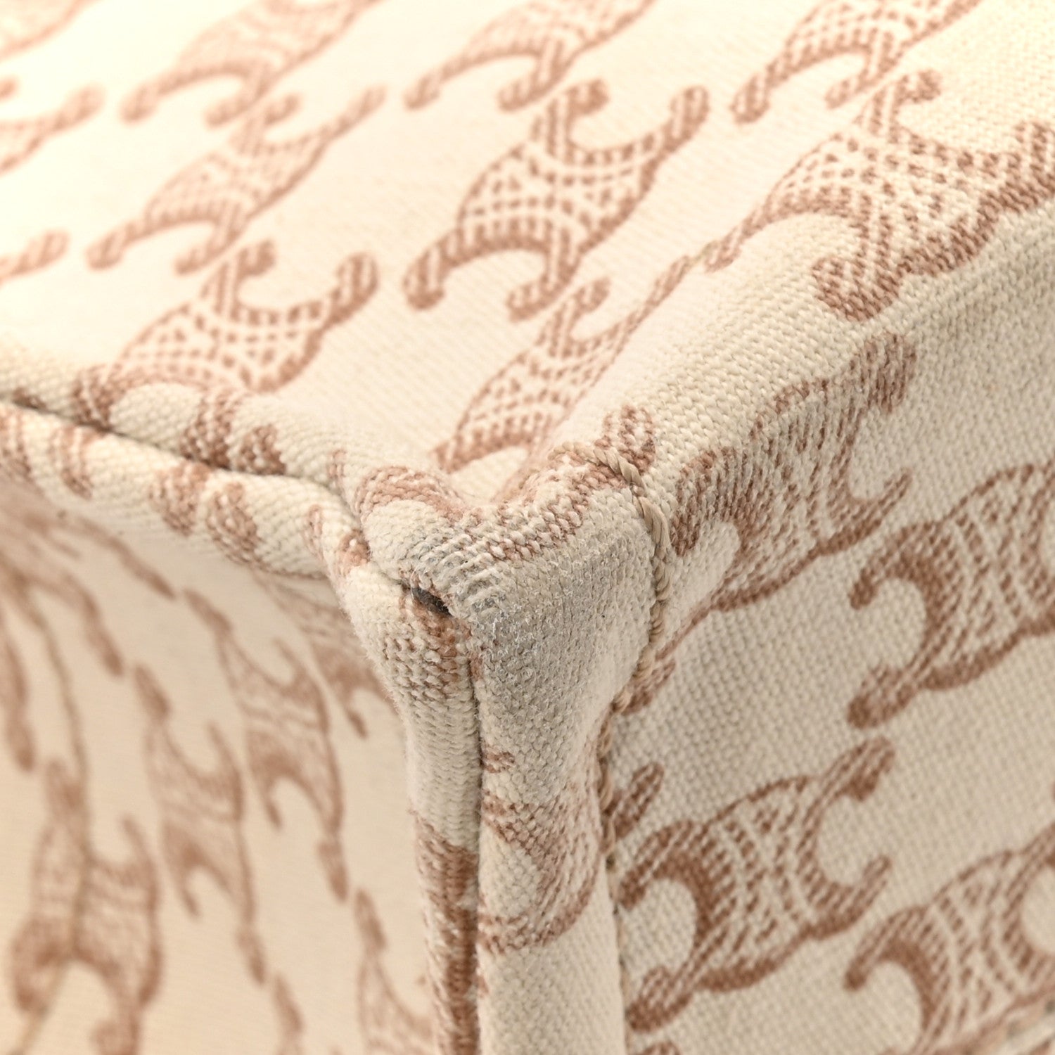 Canvas Calfskin Triomphe Print Small Cabas Thais White