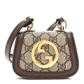 GG Supreme Monogram Textured Dollar Calfskin Blondie  Case Wallet with Strap Beige Ebony New Acero