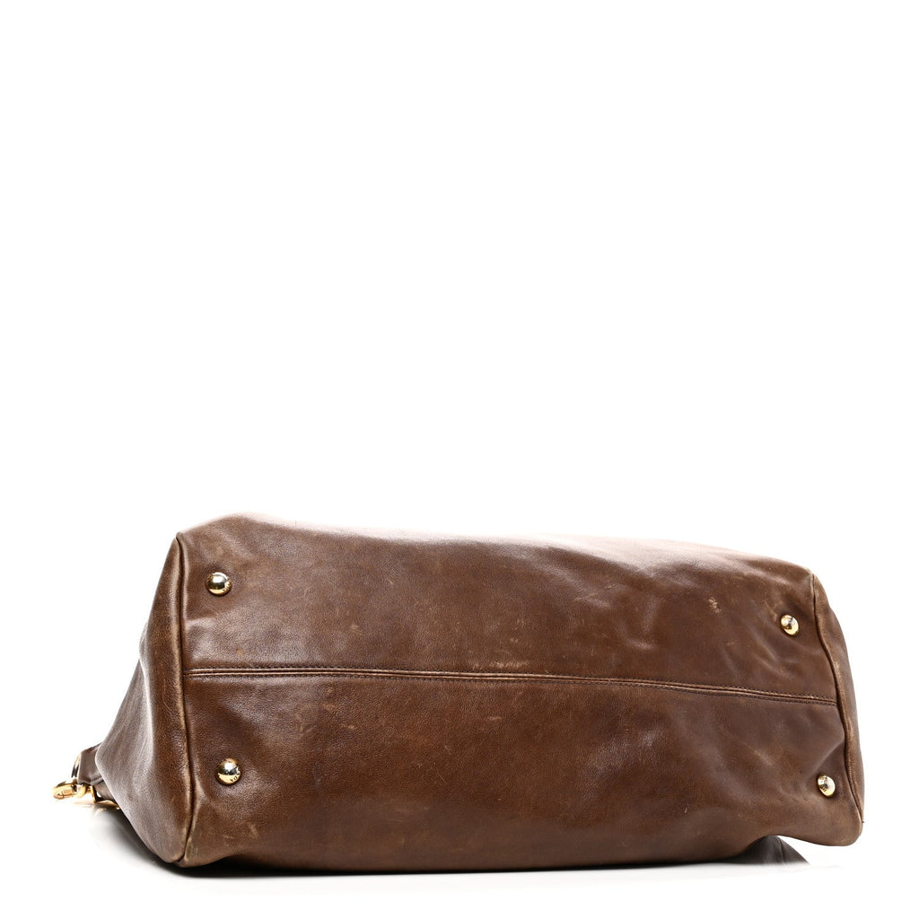 Soft Calf Shopping Tote Brown