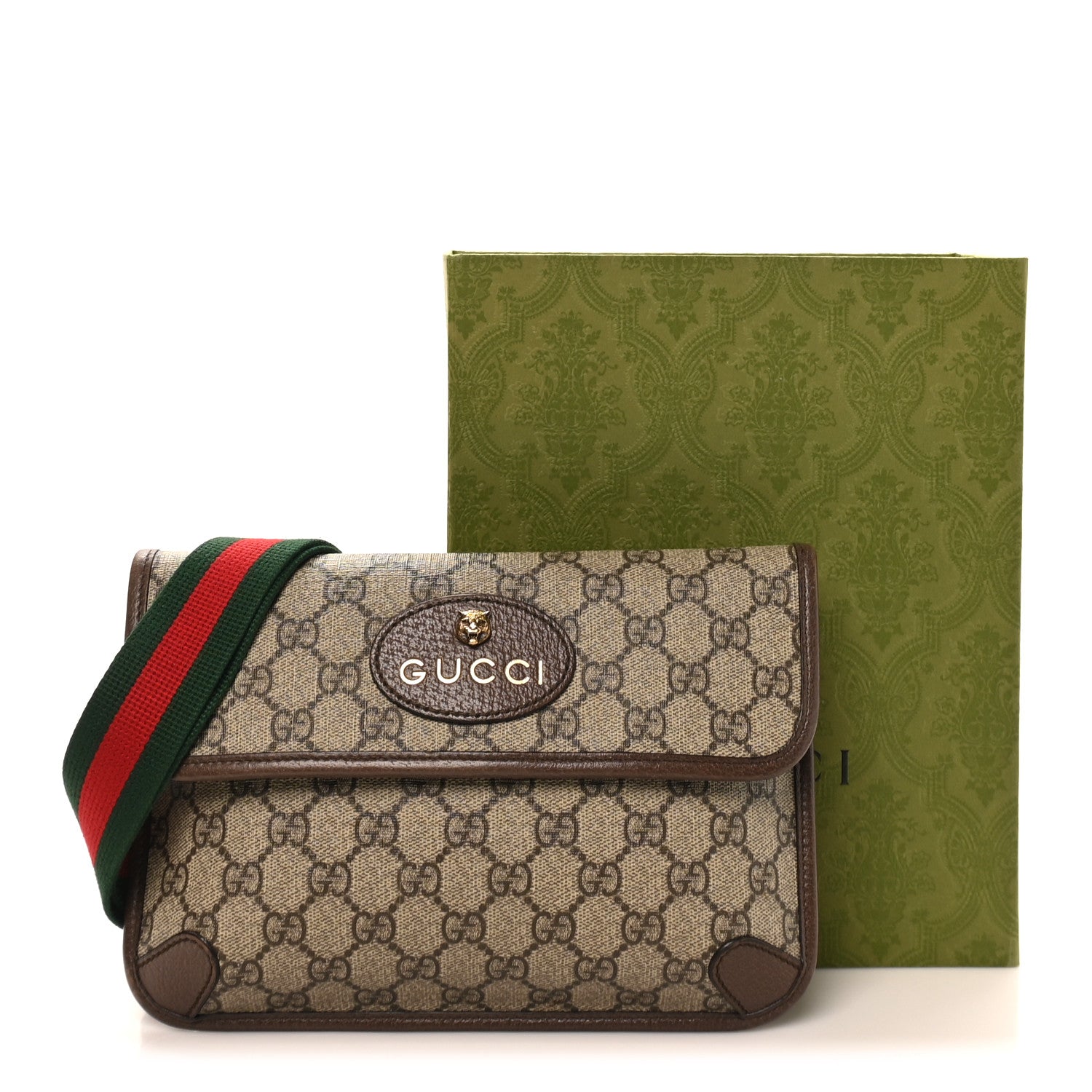 GG Supreme Monogram Neo Vintage Web Belt Bag Brown