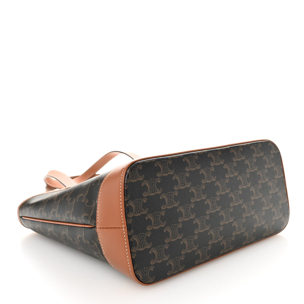 Triomphe Canvas Calfskin Small Cabas Bag Tan