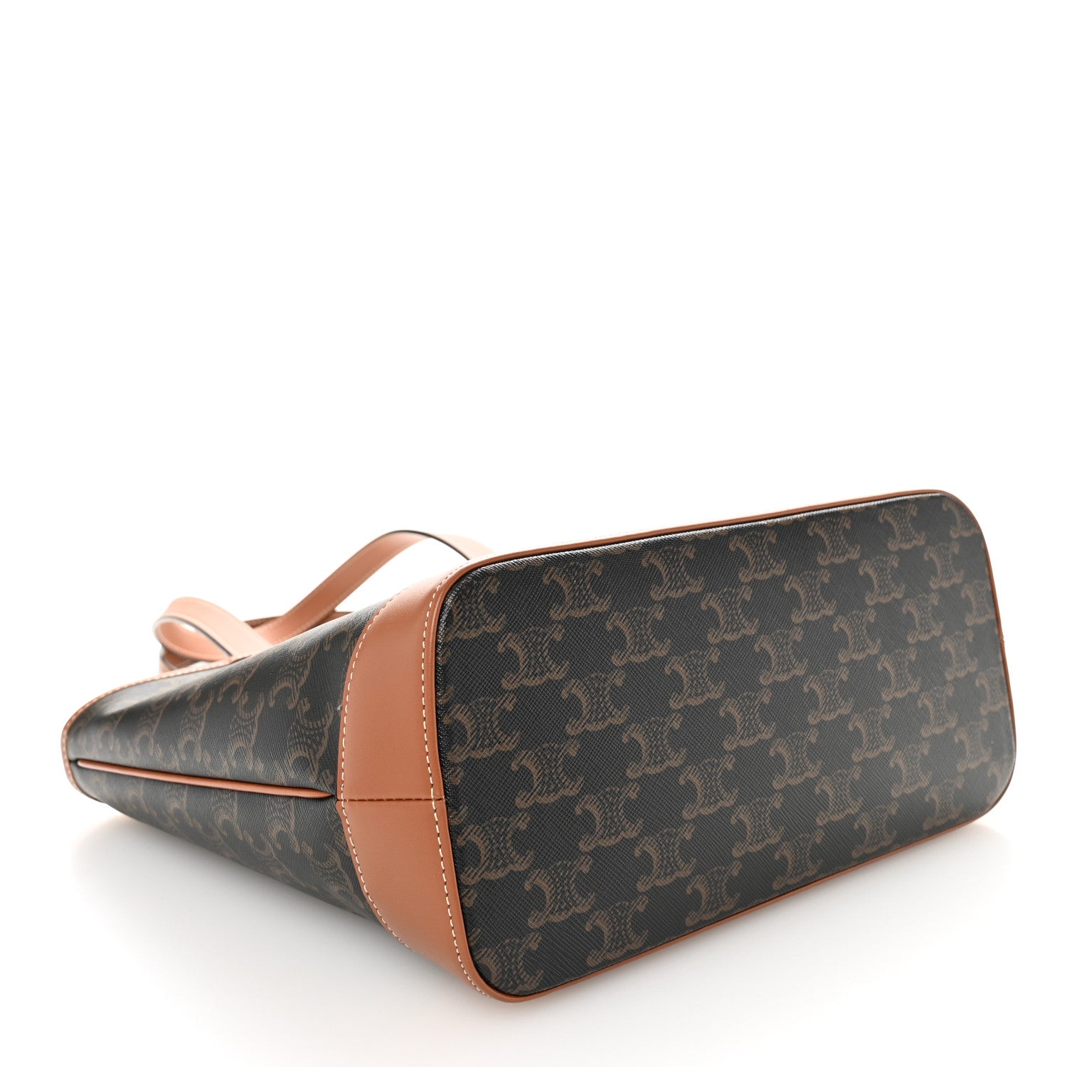 Triomphe Canvas Calfskin Small Cabas Bag Tan