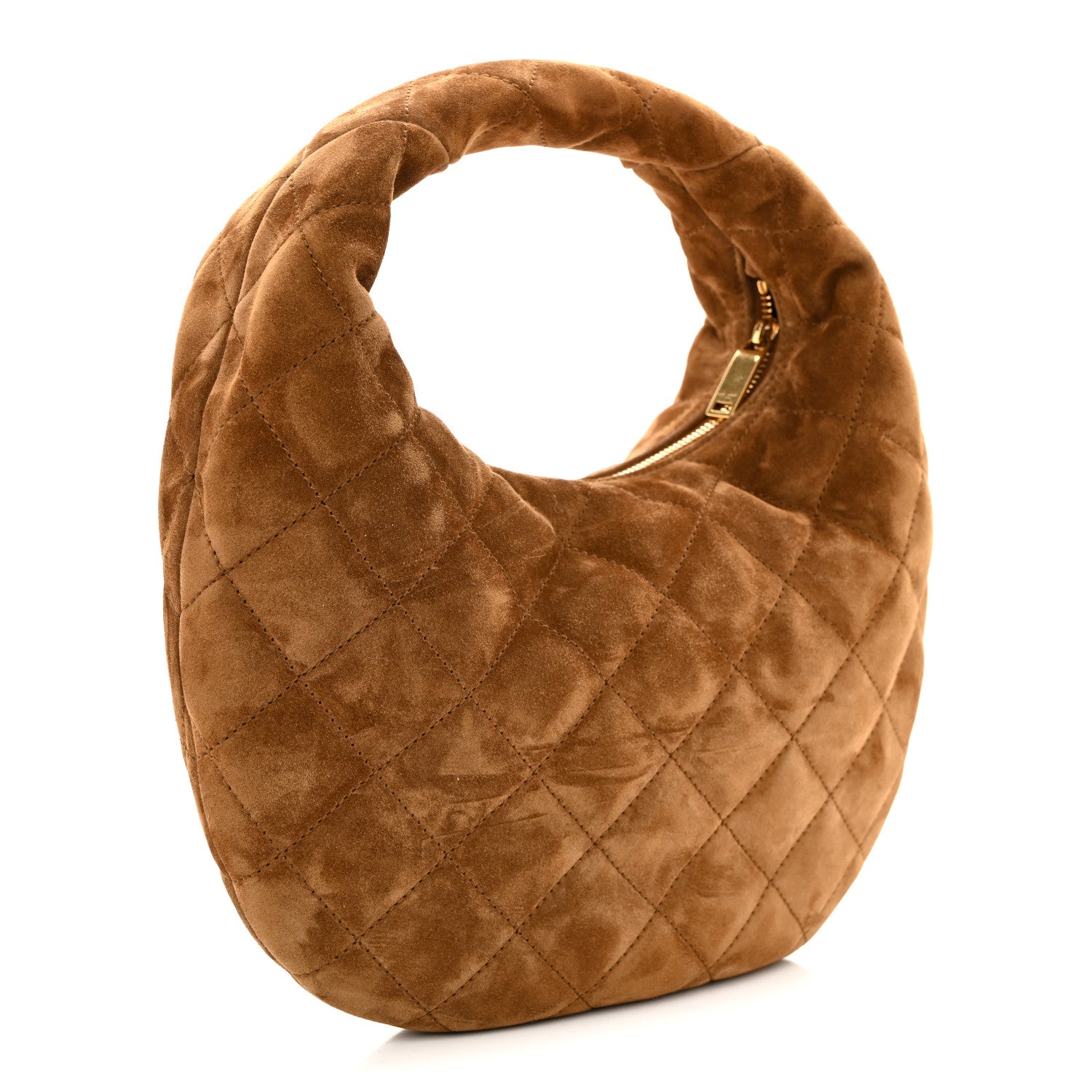 Suede Quilted Icarino Bag Caramel Cognac