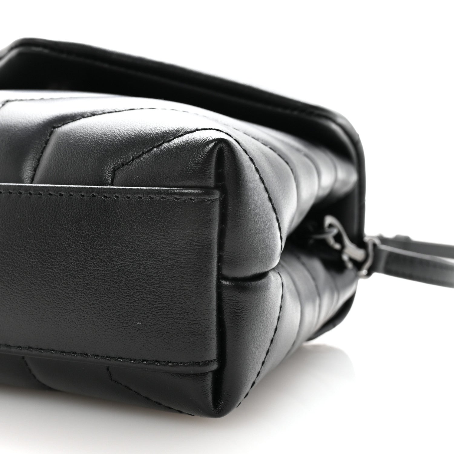 Calfskin Y Quilted Monogram Monochrome Toy Loulou Crossbody Bag Black