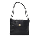 Lambskin Quilted CC Flap Shoulder Bag Black