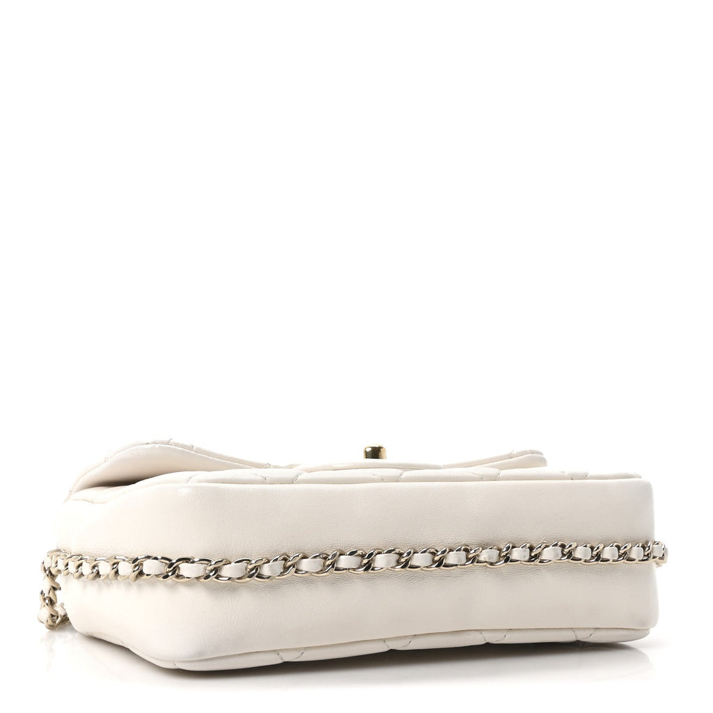 Lambskin Quilted Small My Precious Flap White
