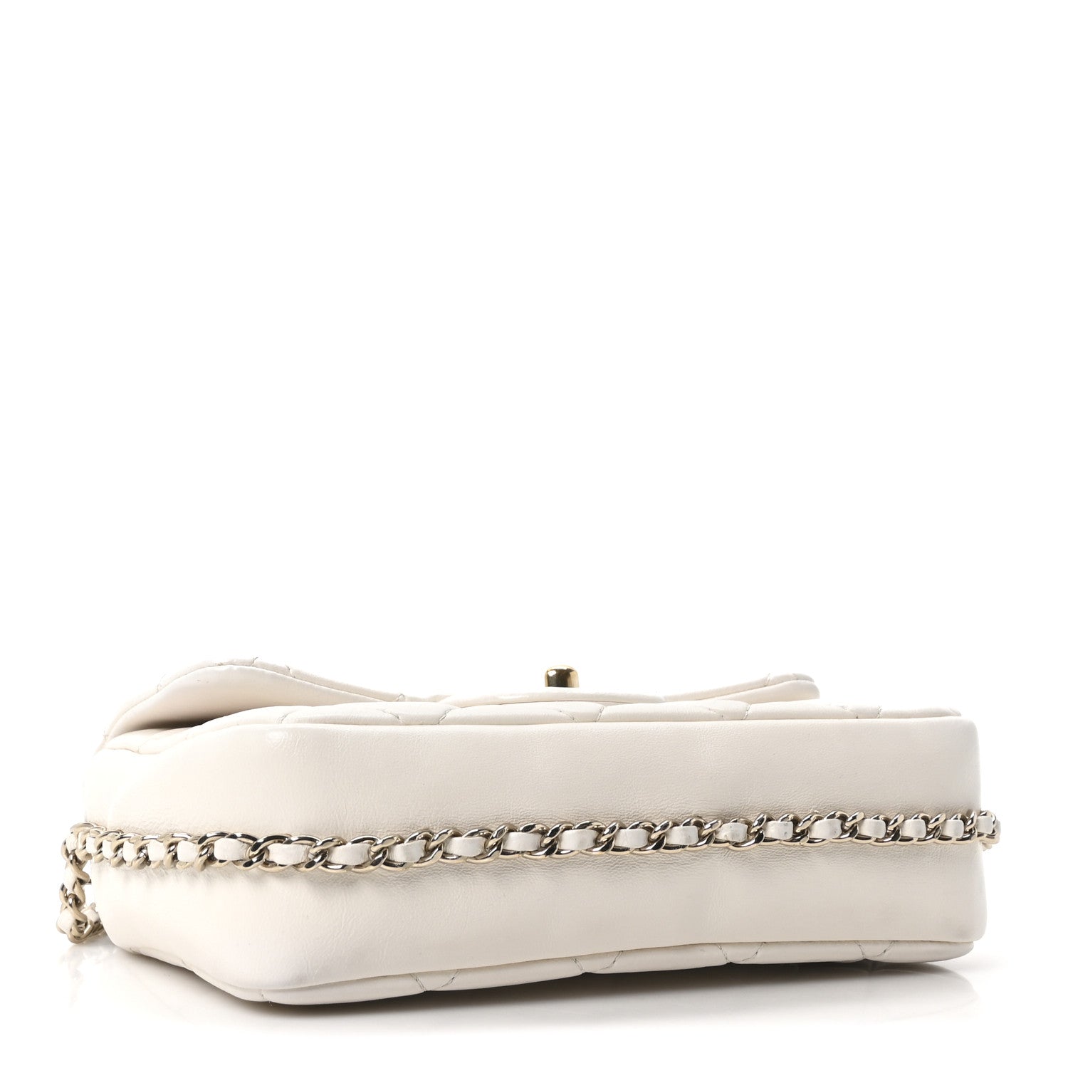 Lambskin Quilted Small My Precious Flap White