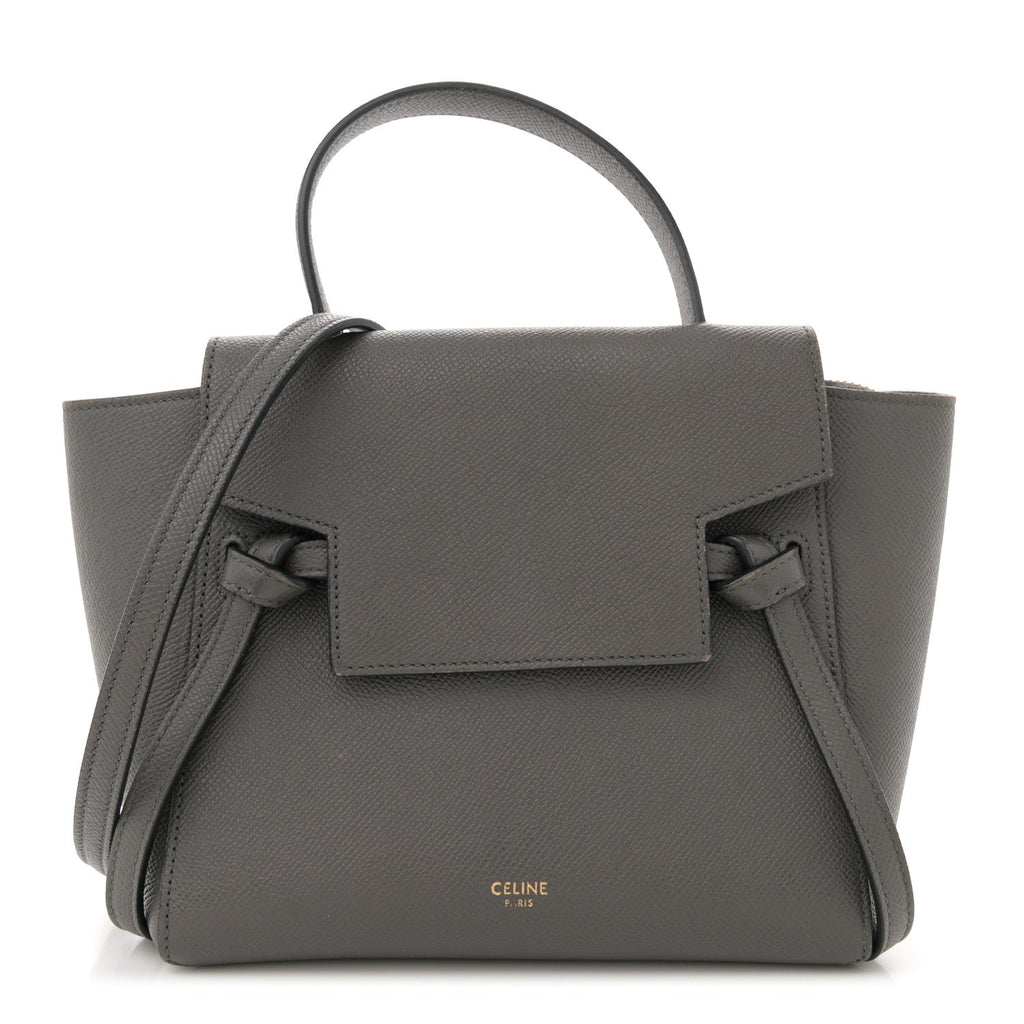 Grained Calfskin Nano Belt Bag Grey