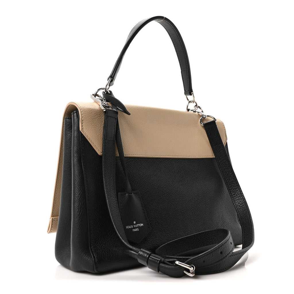 Soft Calfskin Lockme II Top Handle Vanille Black