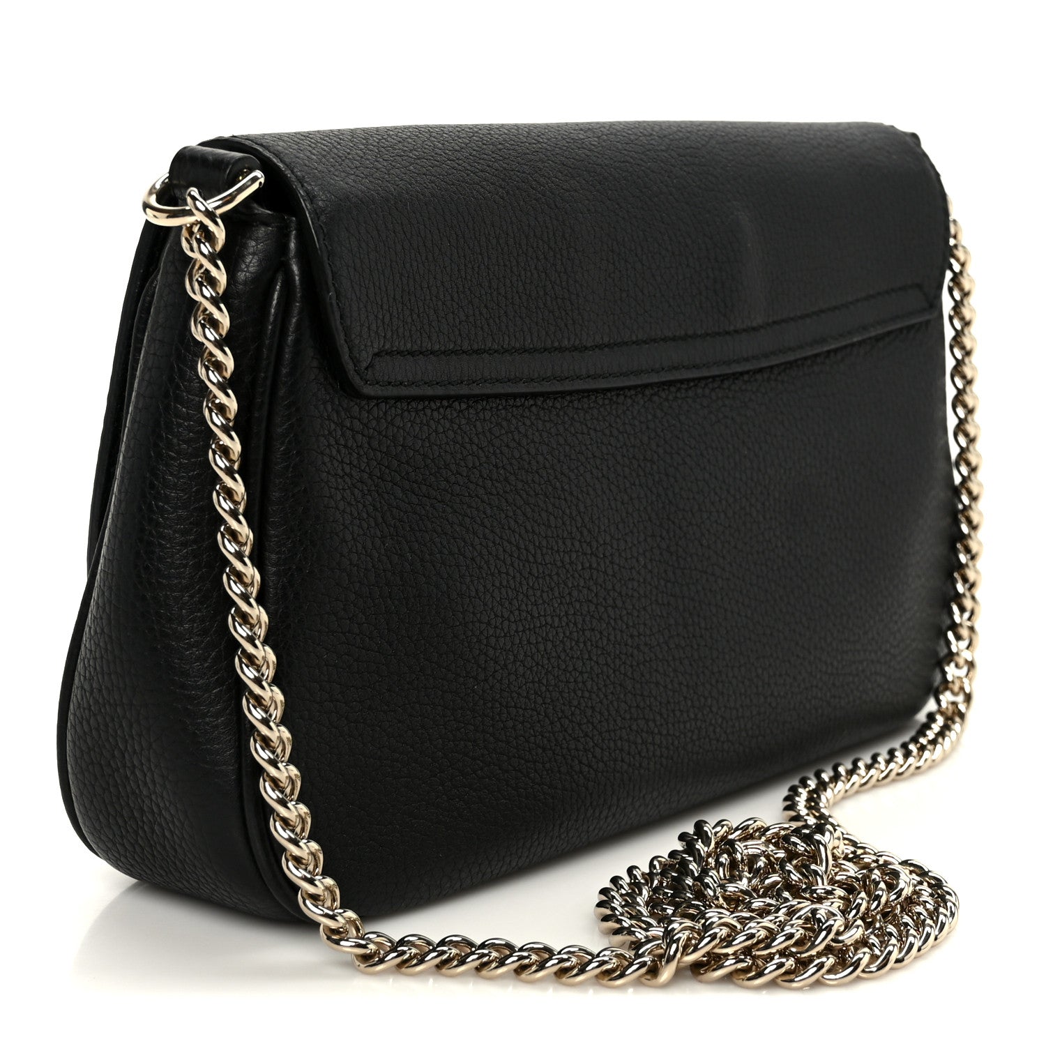 Pebbled Calfskin Medium Soho Flap Crossbody Black