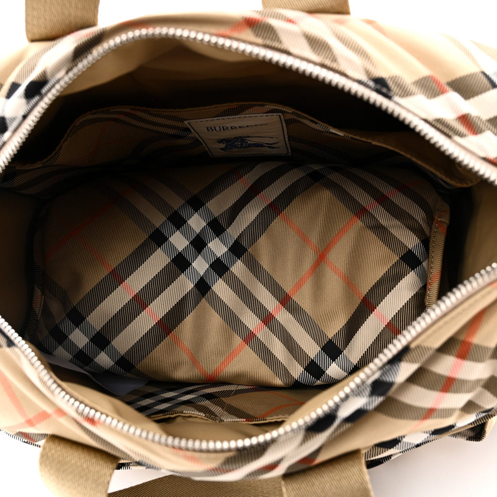 Nova Check Tote Diaper Bag Sand Beige