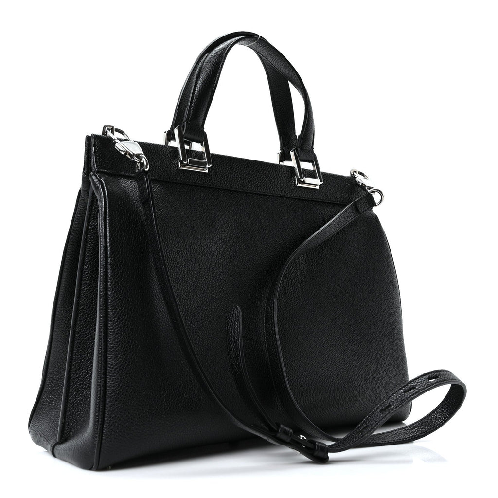 Smooth Calfskin Medium Zumi Top Handle Bag Black